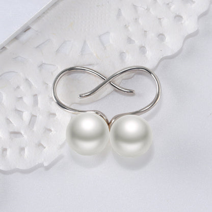 Drop Hook Earrings for Women Simulated Pearl Sterling Silver Ginger Lyne Collection - White