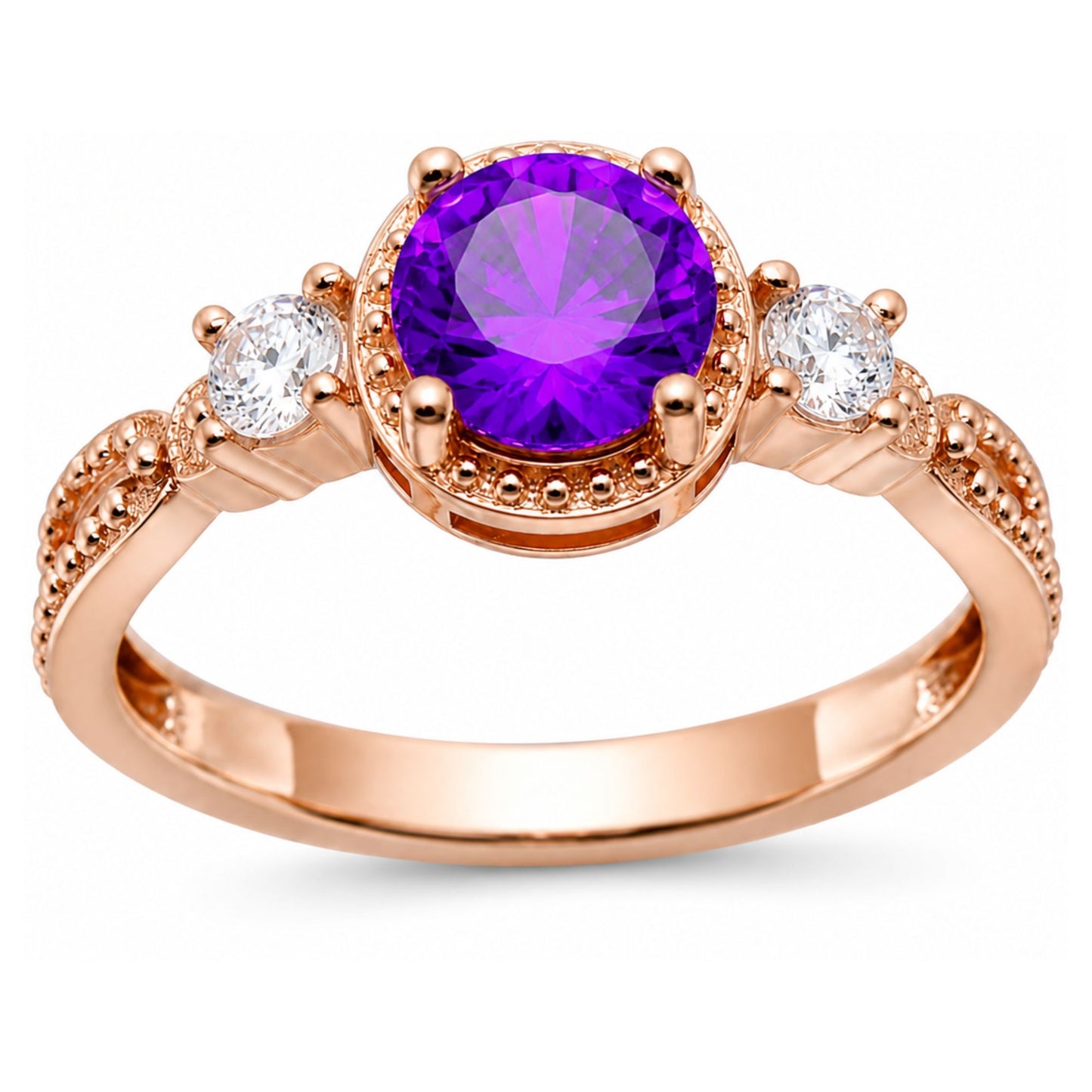 AlexandraBirthstoneRingRoseGoldPlatedSterlingSilverPurpleCZWomensGingerLyne_Purple-1