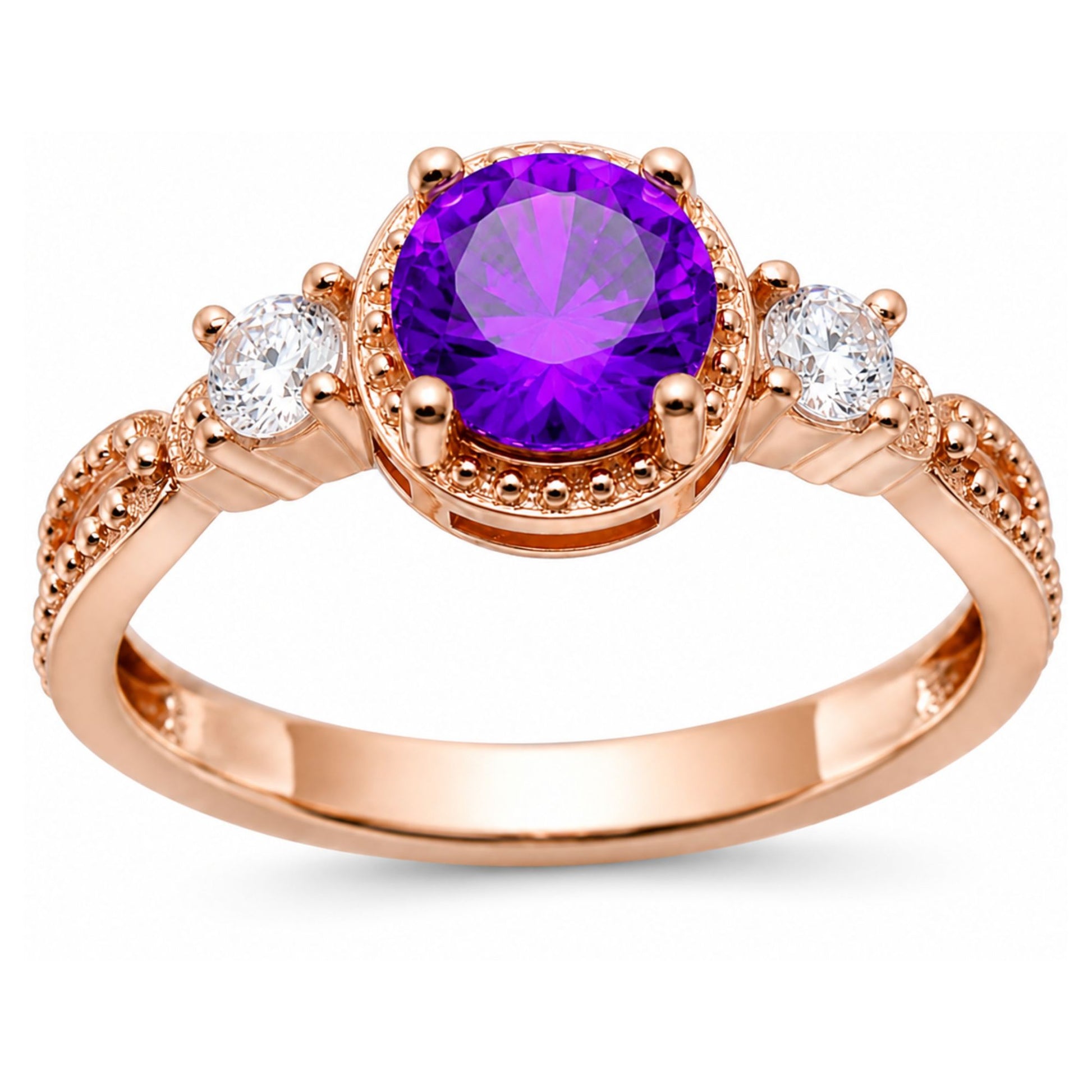 AlexandraBirthstoneRingRoseGoldPlatedSterlingSilverPurpleCZWomensGingerLyne_Purple-1
