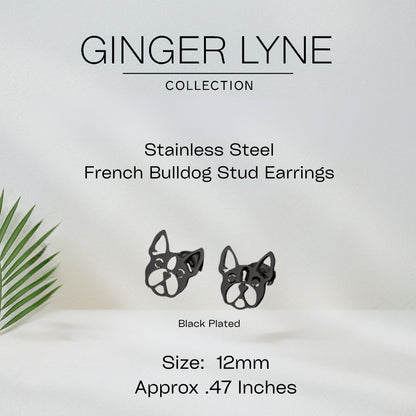 FrenchBulldogDogEarringsforWomenFrenchieLovePuppyBlackStainlessSteelStudGingerLyne_Black-5