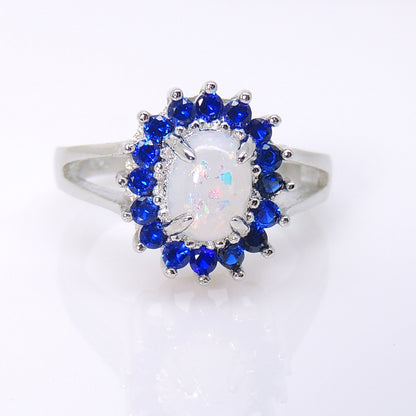 Reese Statement Engagement Ring Fire Opal Blue Cu Womens Ginger Lyne Collection - 10