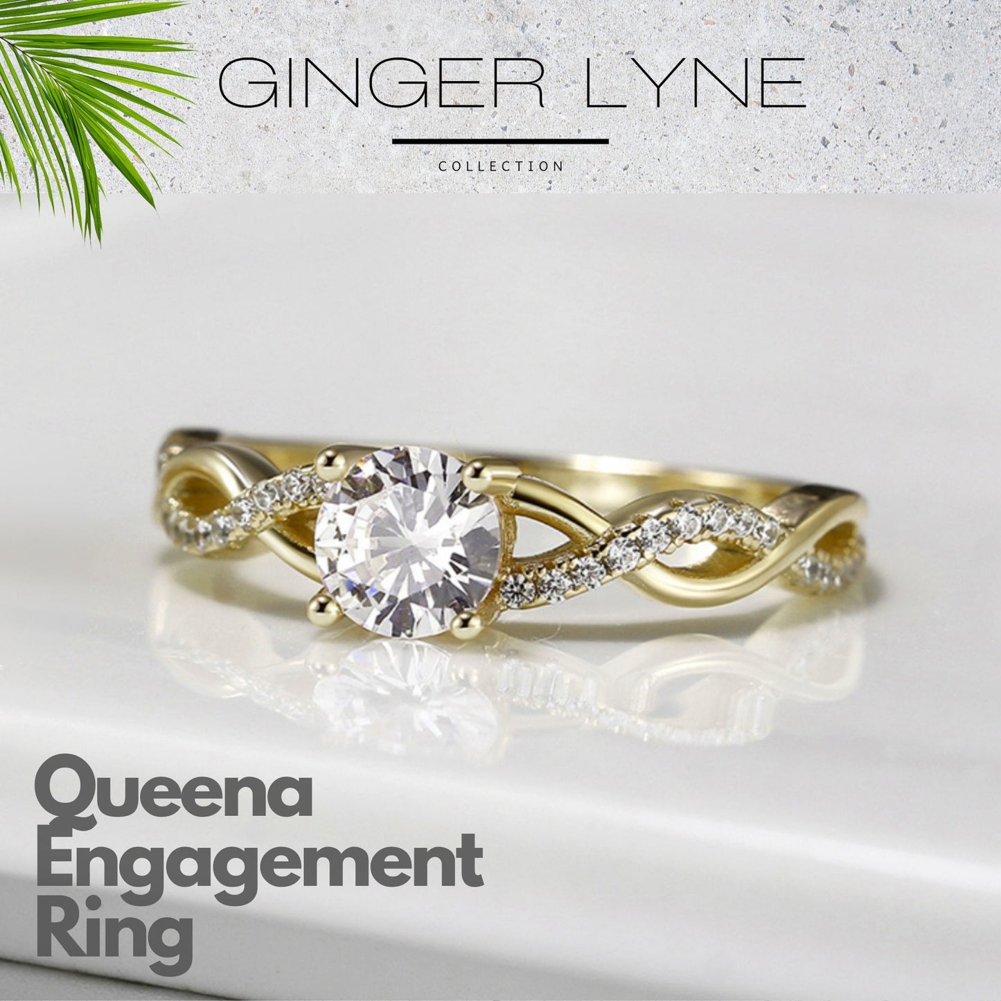 Queena Engagement Ring for Women Sterling Silver CZ Ginger Lyne Collection