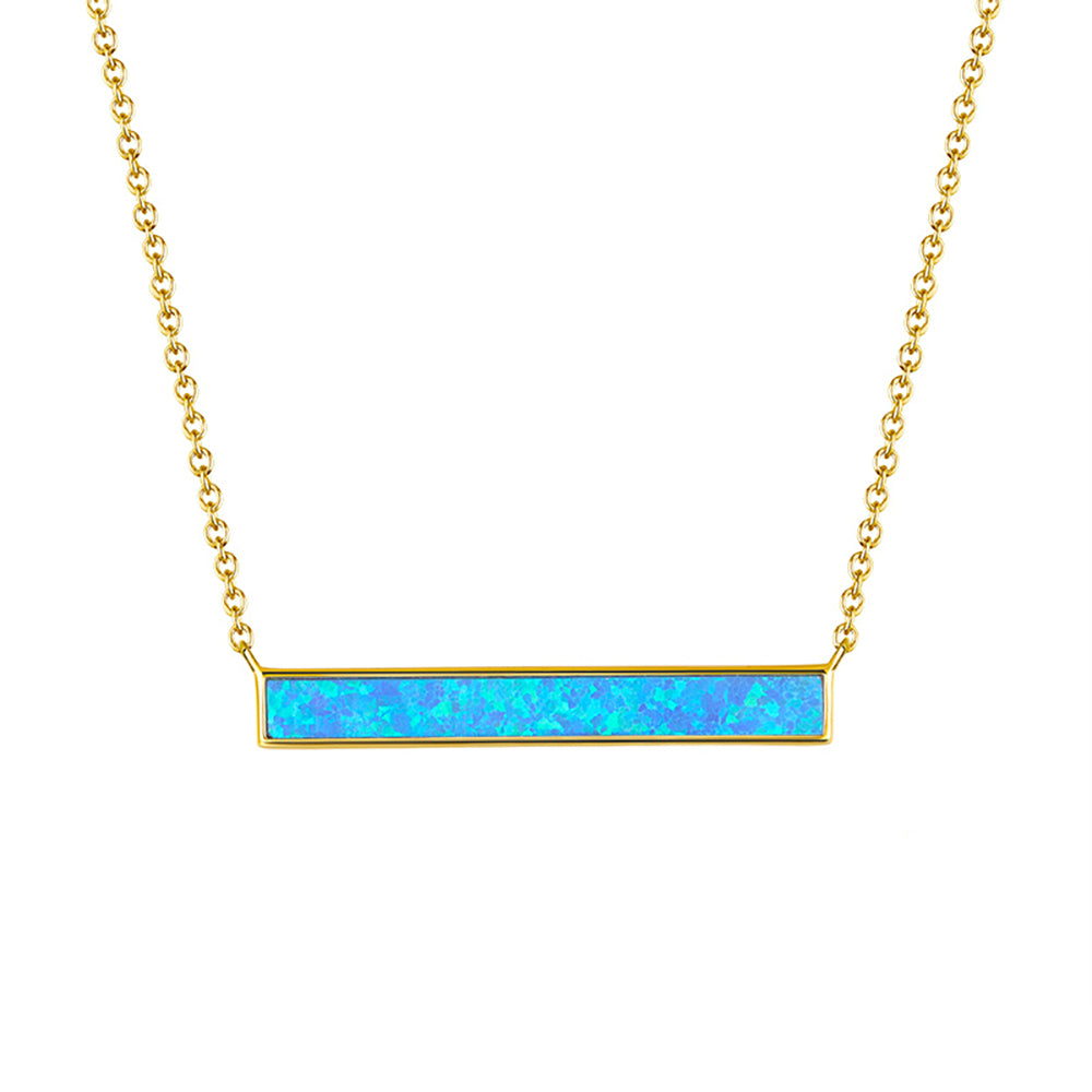 Balance Bar Pendant Necklace for Women Gold Sterling Silver Blue Opal Ginger Lyne Collection