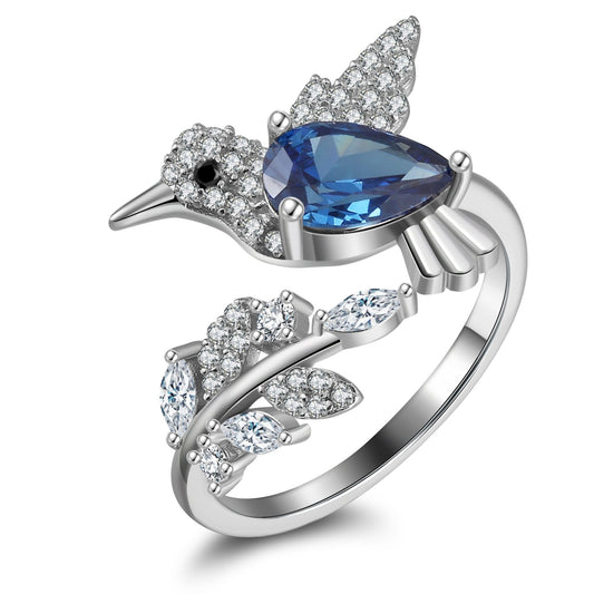 Hummingbird Statement Ring Bird Blue Cz Womens Ginger Lyne Collection