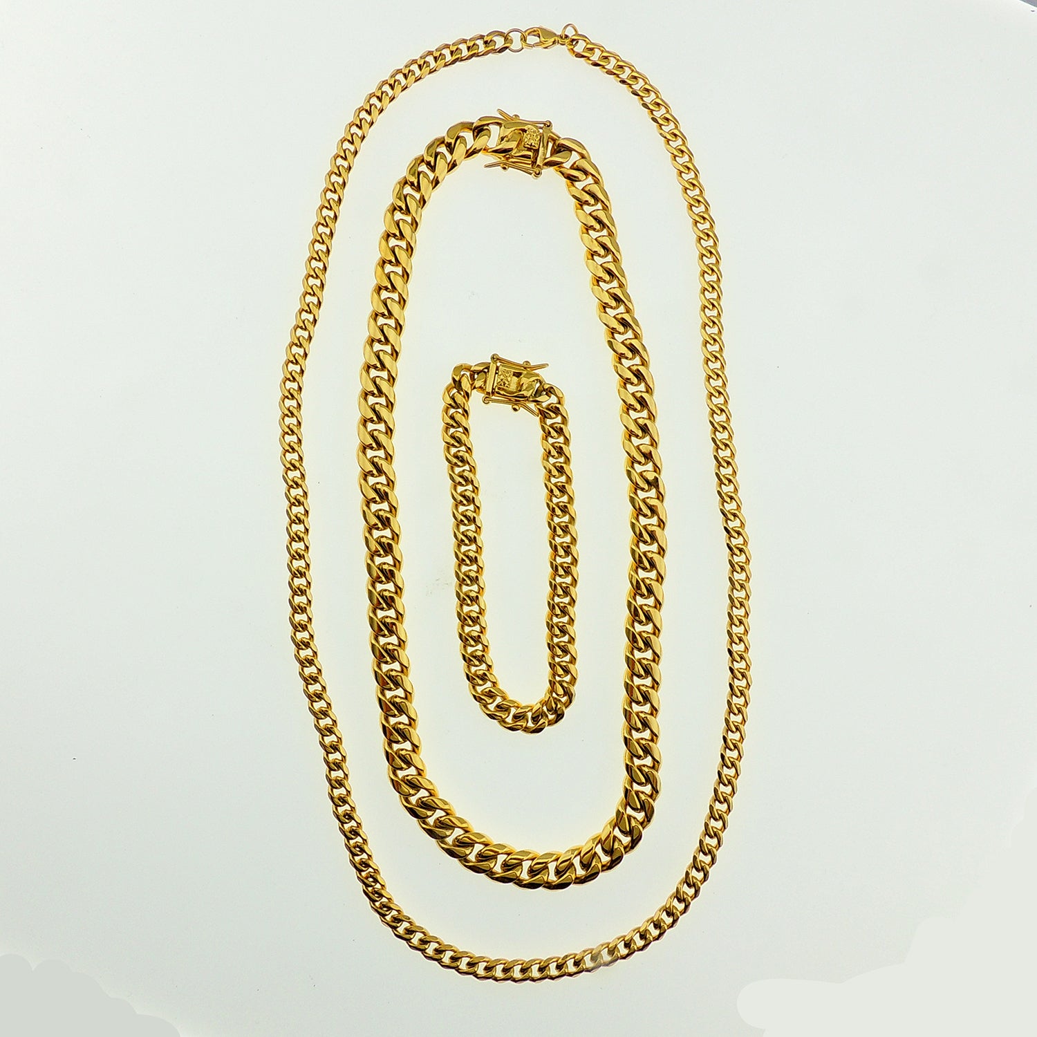 Cuban Link Chain Necklace Gold Stainless Steel Hip Hop Men Women Ginger Lyne Collection - Gold-6mm-30