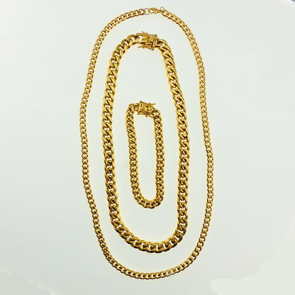 Cuban Link Chain Necklace Gold Stainless Steel Hip Hop Men Women Ginger Lyne Collection - Gold-6mm-30
