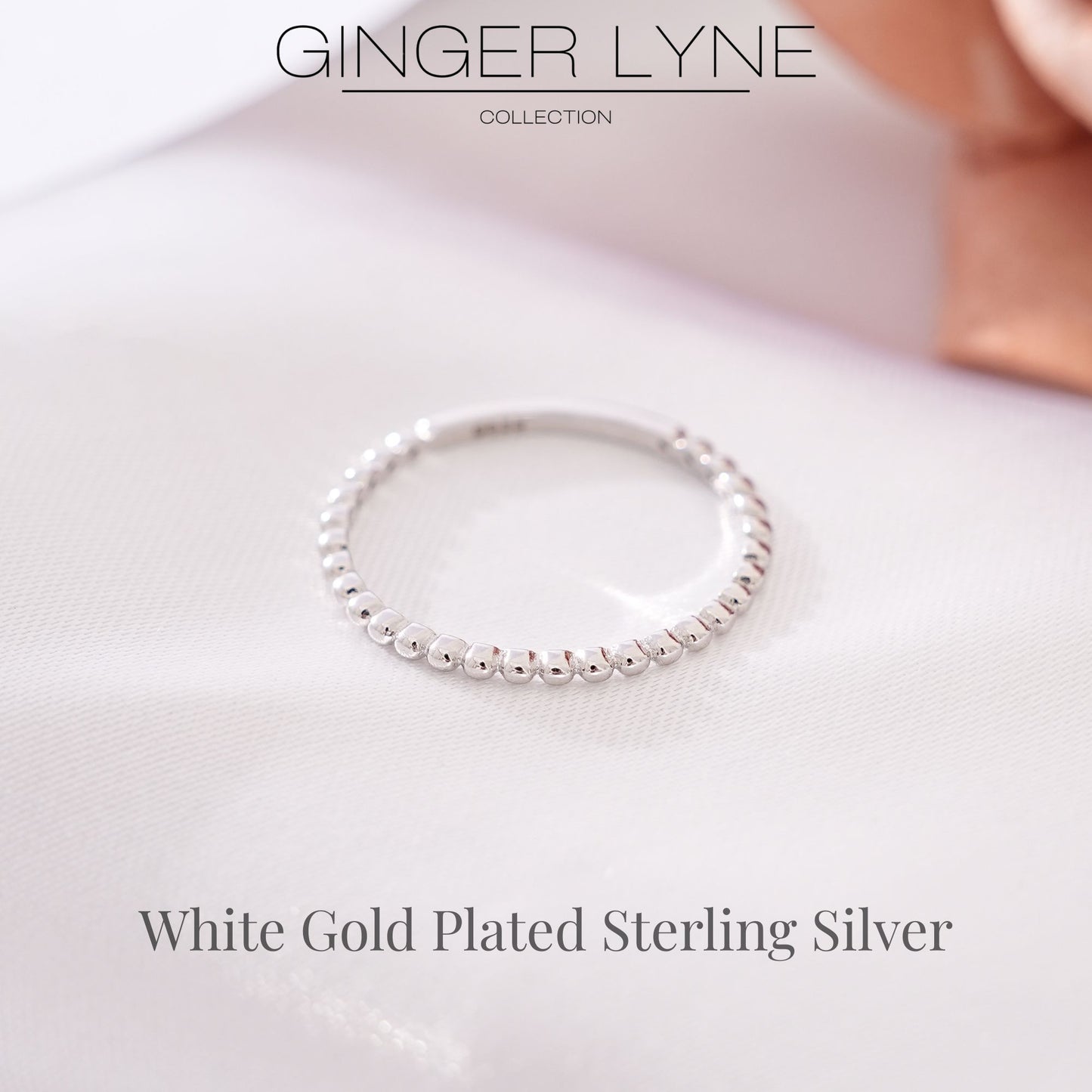 Everly Beaded Wedding Band for Women Sterling Silver Eternity Stacking Ring by Ginger Lyne
