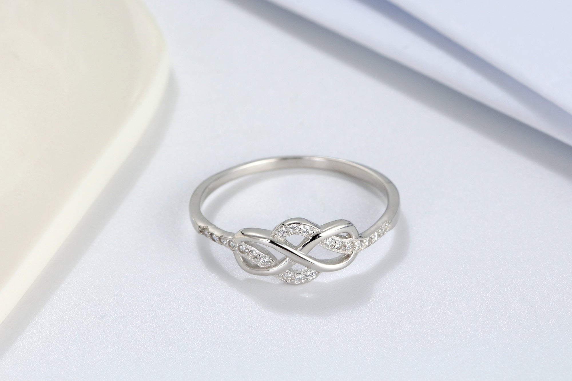 Infinity Promise Ring Sterling Silver Clear Cubic Zirconia Ginger Lyne Collection - 8