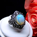 Load image into Gallery viewer, Yanet Statement Engagement Ring Oval Created Fire Opal Womens Ginger Lyne Collection - 10
