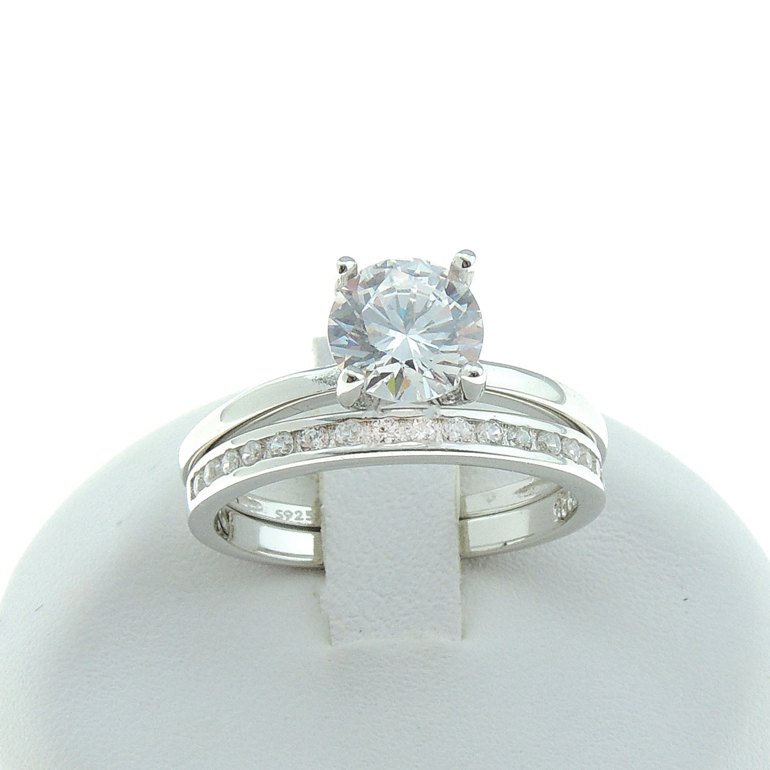 EnvyBridalSetSolitaireSilver1.25CtEngagementWomensGingerLyneCollection_SilverSet-2