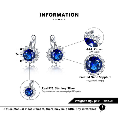 Oval Drop Earrings for Women Blue Sapphire Cz Sterling Silver Ginger Lyne Collection