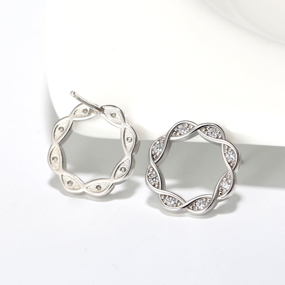 Helix Stud Earrings for Women Twisted Circle Sterling Silver Cz Ginger Lyne Collection