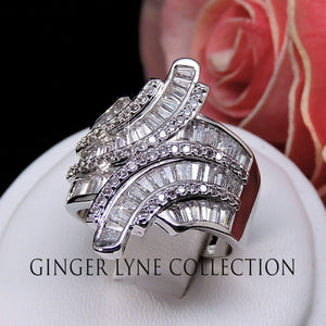 Estella Statement Ring Baguettes Cut Cubic Zirconia Womens Ginger Lyne Collection