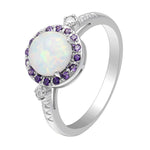 Load image into Gallery viewer, Fire Opal Statement Ring for Women Purple Cz Ginger Lyne Collection - 6
