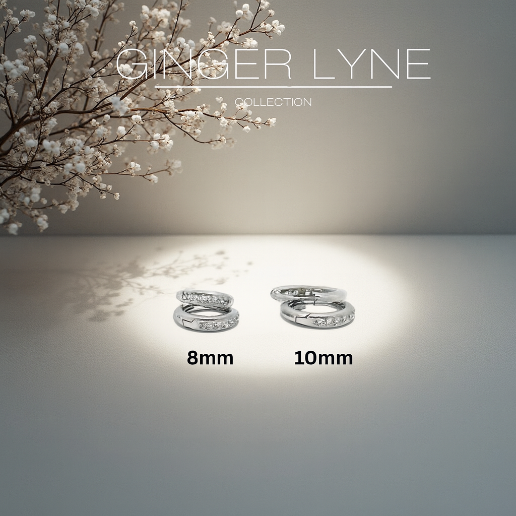 SmallHuggieHoopEarringsforWomenWhiteGoldPlated8mmCZBodyJewelrybyGingerLyneCollection_8mmSilver-4