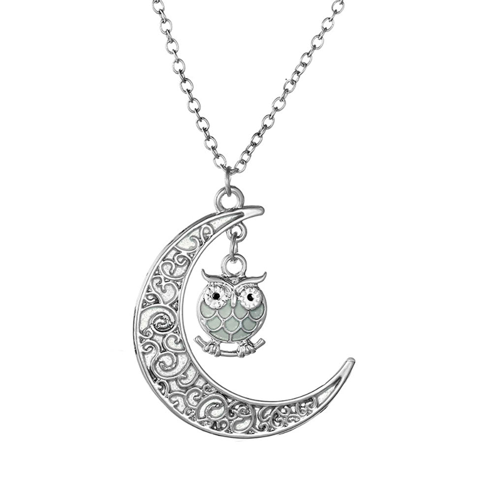 OwlGlowInDarkPendantChainNecklaceGreenWomenGirlGingerLyneCollection_Green-1