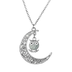 Owl Glow In Dark Pendant Chain Necklace Green Women Girl Ginger Lyne Collection - Green