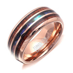 Load image into Gallery viewer, Tungsten Wedding Band Ring 8mm Men Women Koa Wood Abalone Ginger Lyne Collection - Rose,10
