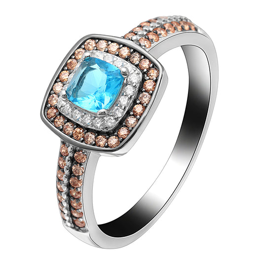 Coco Engagement Ring Women Chocolate Blue Sterling Silver Ginger Lyne Collection