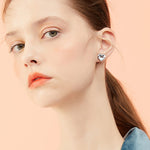 Load image into Gallery viewer, Heart Stud Earrings for Women Engraved Faith Created Fire Opal Ginger Lyne Collection

