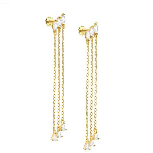 MarquiseDangleCZFlatBackEarringsforCartilageHelixTragusUpperLobeGoldPlatedSterlingSilver1pairbyGingerLyne_Gold-1