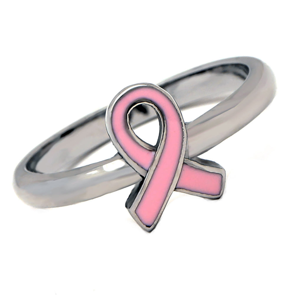 Hope Ring Pink Ribbon Steel Breast Cancer Awareness Womens Ginger Lyne Collection - 6