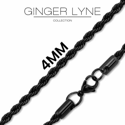 BlackRopeChainForWomenorMen20"Length4mmWidthLobsterClaspGingerLyneCollection_Black-4