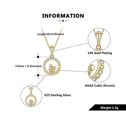 Floating CZ Bear Necklace Earrings Ring Set for Women Gold Plated Sterling Silver Ginger Lyne - Set