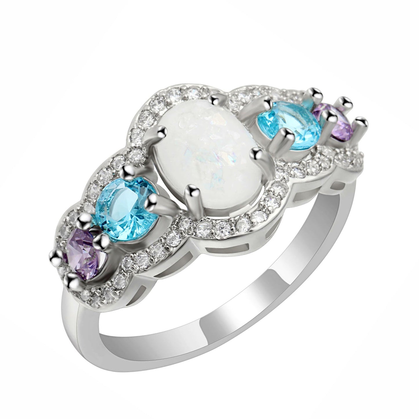 RileyStatementRingWhiteFireOpalPurpleBlueCzWomensGingerLyneCollection_Silver-1