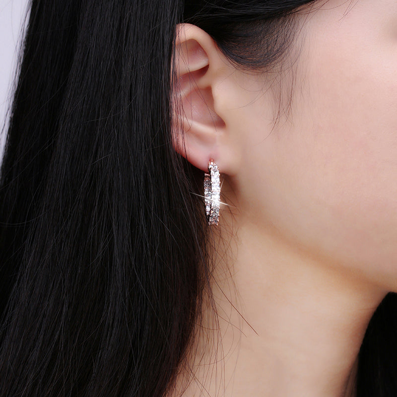 Hoop Earrings for Women Princess Cubic Zirconia White Gold Plated Ginger Lyne Collection - Rose Gold