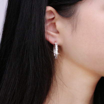 Hoop Earrings for Women Princess Cubic Zirconia White Gold Plated Ginger Lyne Collection - Rose Gold