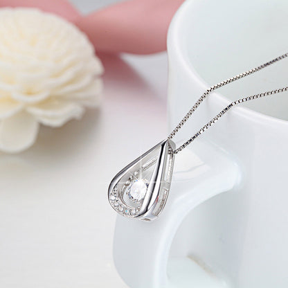 Ginger Lyne Collection Sterling Silver Cz Swinging Oval Shape Pendant Necklace for Women