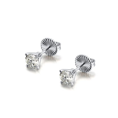 Amore 2 Ctw or 4 Ctw Moissanite Solitaire Stud Earrings for Women by Ginger Lyne Sterling Silver