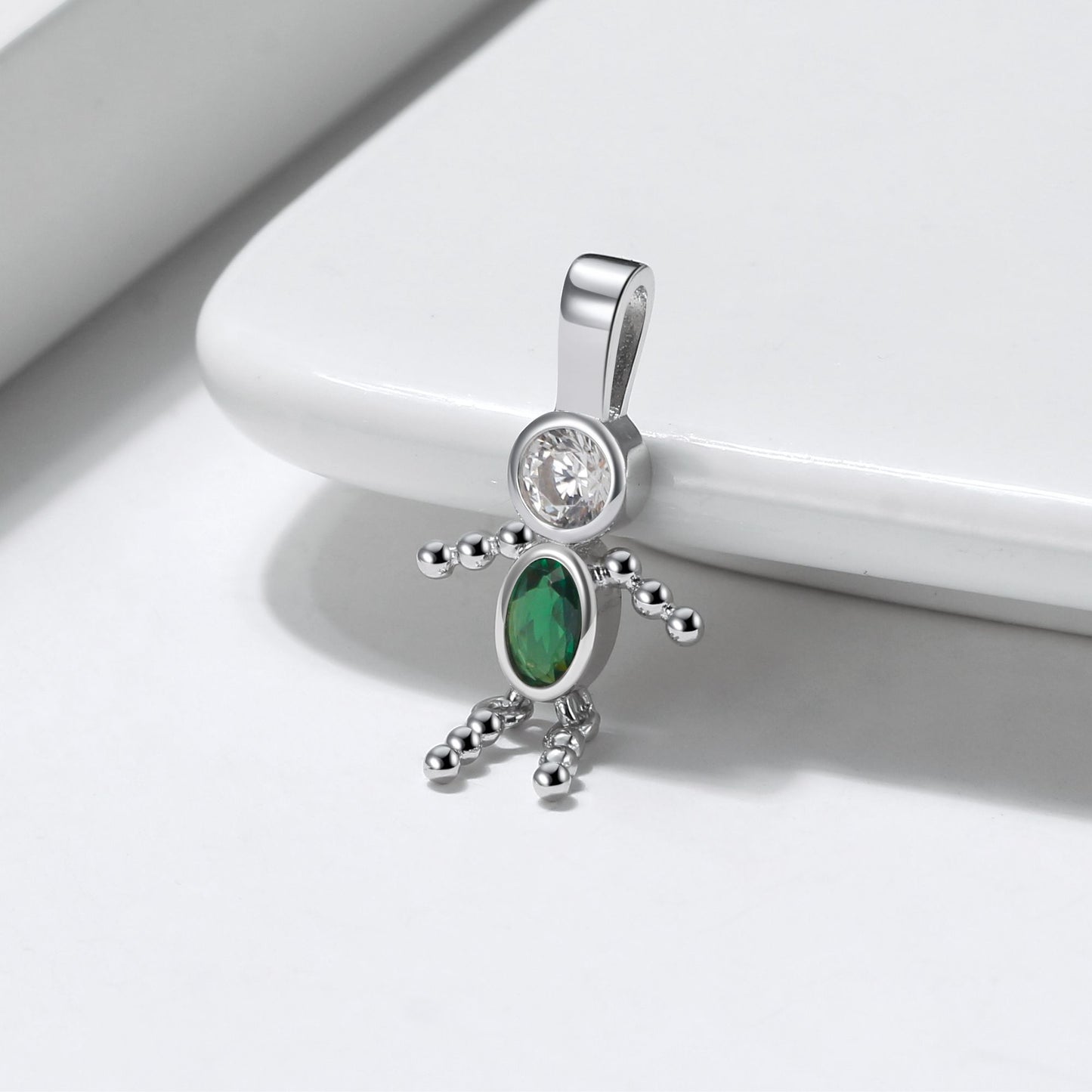 Baby Boy or Girl Birthstone Charm for Mom Kids for Family Tree Grandma Necklace by Ginger Lyne CZ Sterling Silver