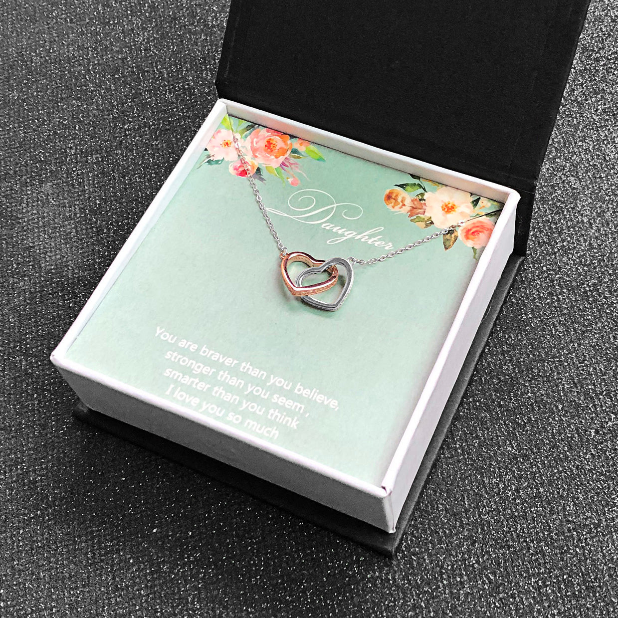 Daughter Greeting Card with Sterling Silver Linked Circles Necklace in Gift Box Ginger Lyne Collection - GC-11