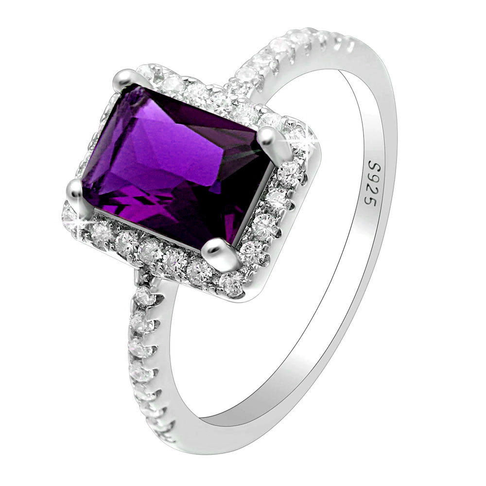 Lola Statement Ring Sterling Silver Purple Zirconia Womens Ginger Lyne Collection - 6