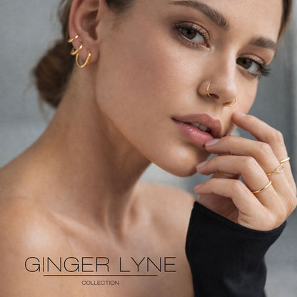 Thin Hoop Earrings Ginger Lyne 20 Gauge Stainless Steel Hinged Clicker for Lobe Cartilage Nose Piercing Body Jewelry - Silver-8mm