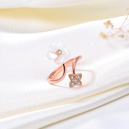 Forget Me Not Flower Adjustable Ring for Women Rose Gold Sterling Silver Ginger Lyne Collection