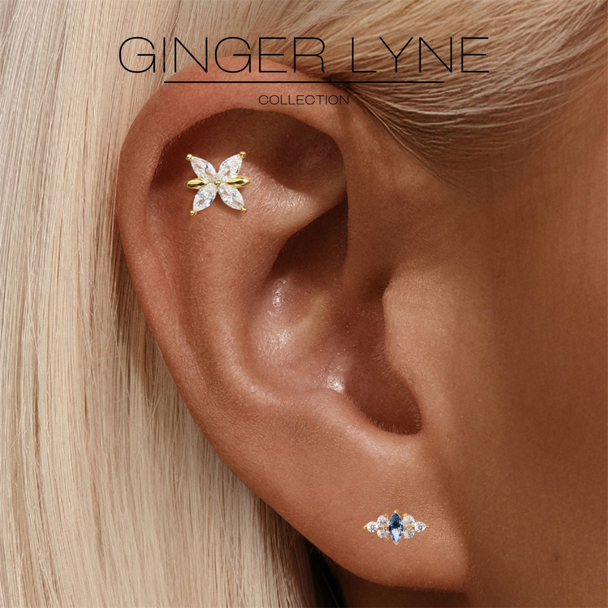 ButterflyCZFlatBackEarringsforCartilageHelixTragusLobe16gGoldPlatedSterlingSilver1pairbyGingerLyne_Gold-5