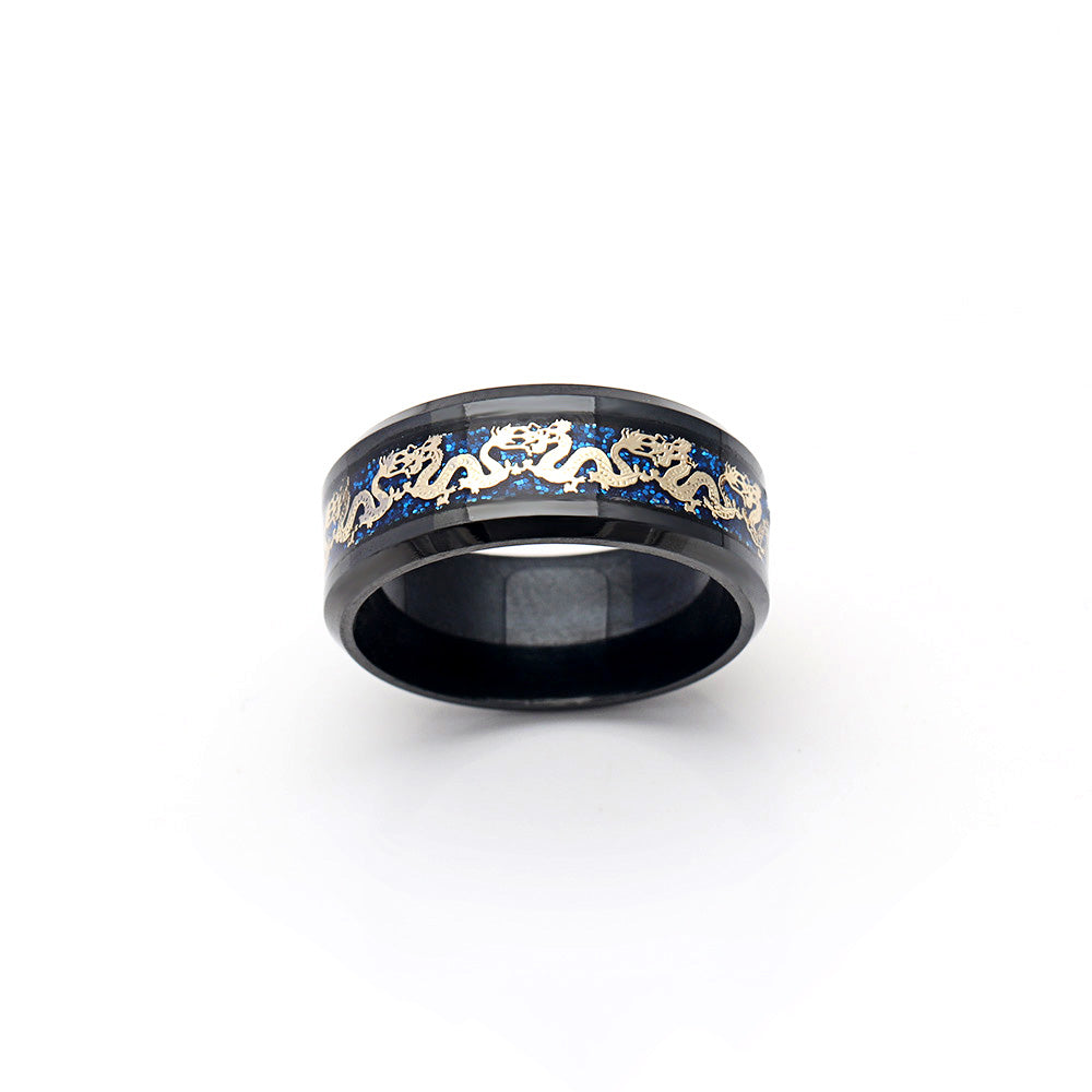 DragonBlackStainlessSteelMensWomensWeddingBandRingGingerLyneCollection_Black-3