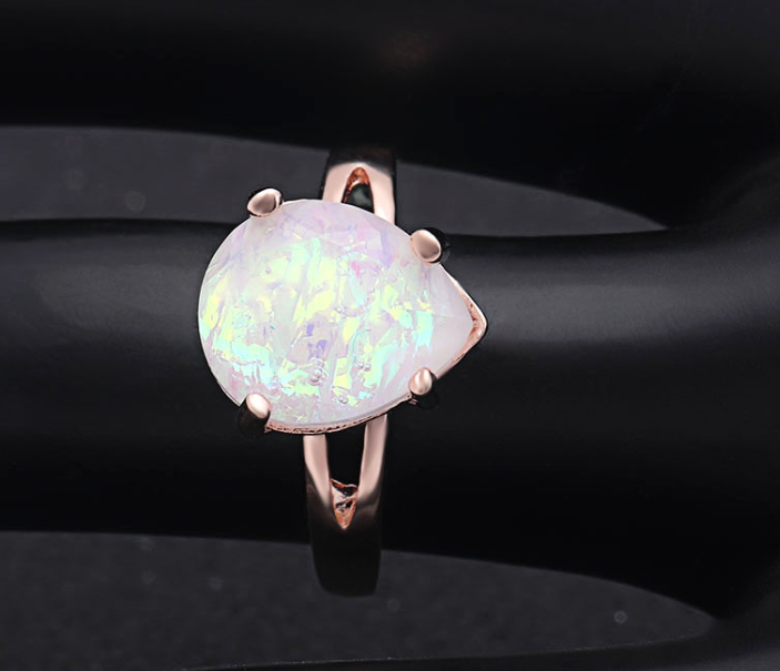 Aviana Simulated Fire Opal Ring Teardrop Womens Engagement Ginger Lyne Collection