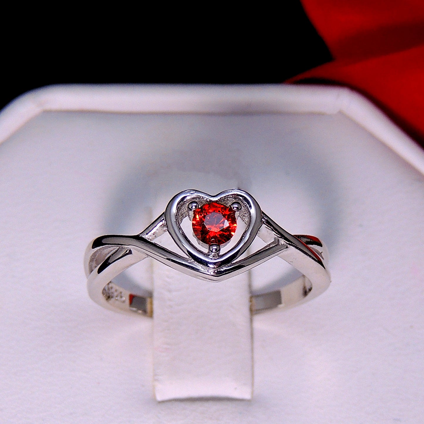 Christine Engagement Ring for Women Promise Heart Birthstone Cz Sterling Silver by Ginger Lyne