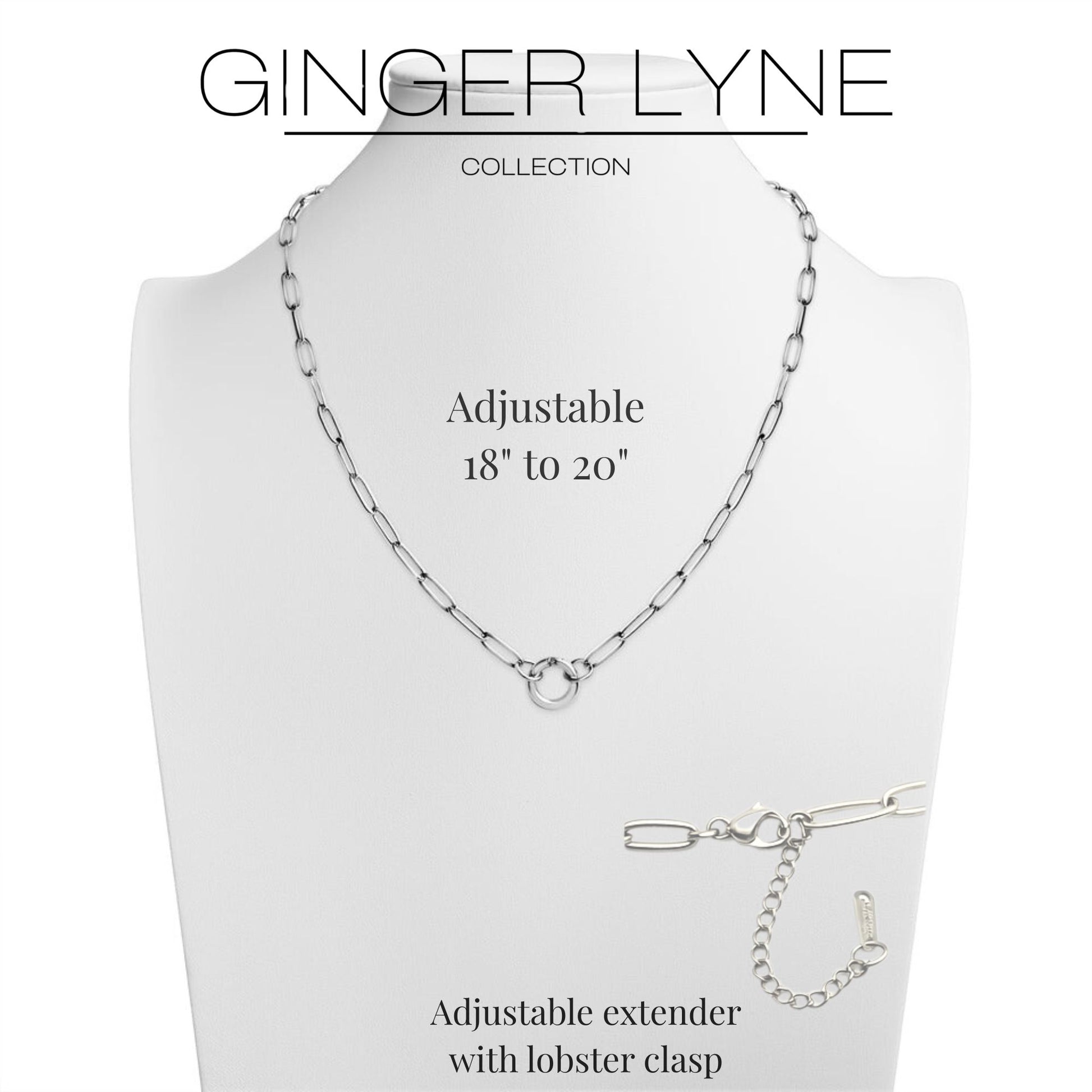 PaperclipLinkCircleCarabinerCharmHolderNecklaceforWomenStainlessSteel18"-20"GingerLyneCollection_Gold-6