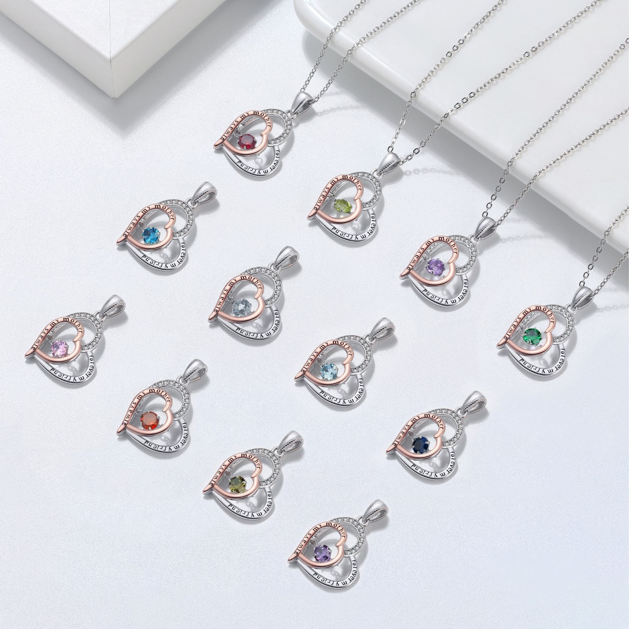 Birthstone Mom Necklace for Mother by Ginger Lyne Sterling Silver Swinging CZ