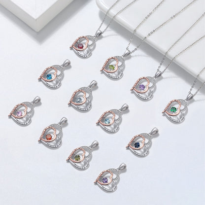 Birthstone Mom Necklace for Mother by Ginger Lyne Sterling Silver Swinging CZ - January