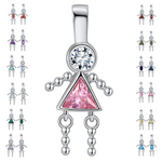 Load image into Gallery viewer, Baby Birthstone Pendant Charm by Ginger Lyne, Girl October Pink Cubic Zirconia Sterling Silver - Girl October
