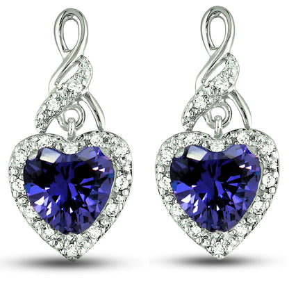 Heart Shape Blue Cz Drop Stud Earrings Womens Ginger Lyne Collection