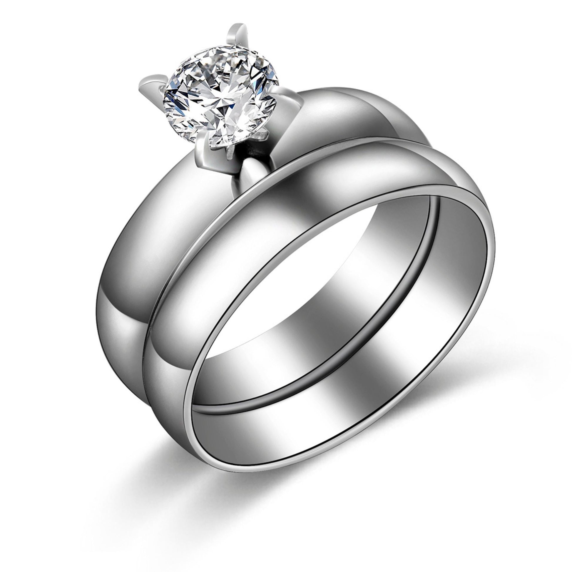 4mmWeddingRingSetforWomenStainlessSteelEngagementRingandBandGingerLyneCollection_Gold-2