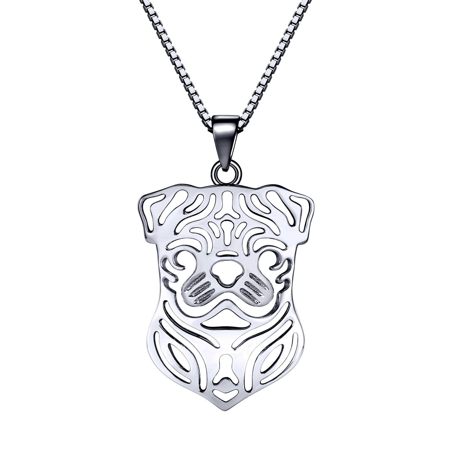 Pug Dog Sterling Silver Pendant Necklace Earrings Set Womens Ginger Lyne Collection