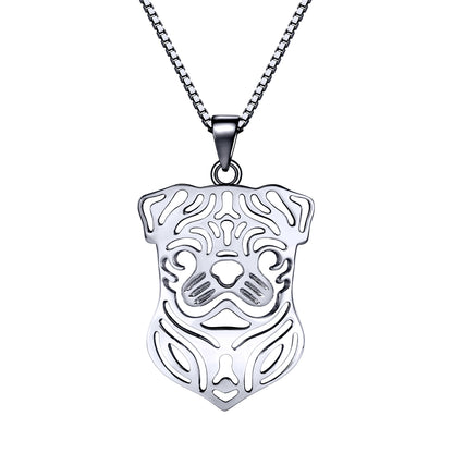 Pug Dog Sterling Silver Pendant Necklace Earrings Set Womens Ginger Lyne Collection